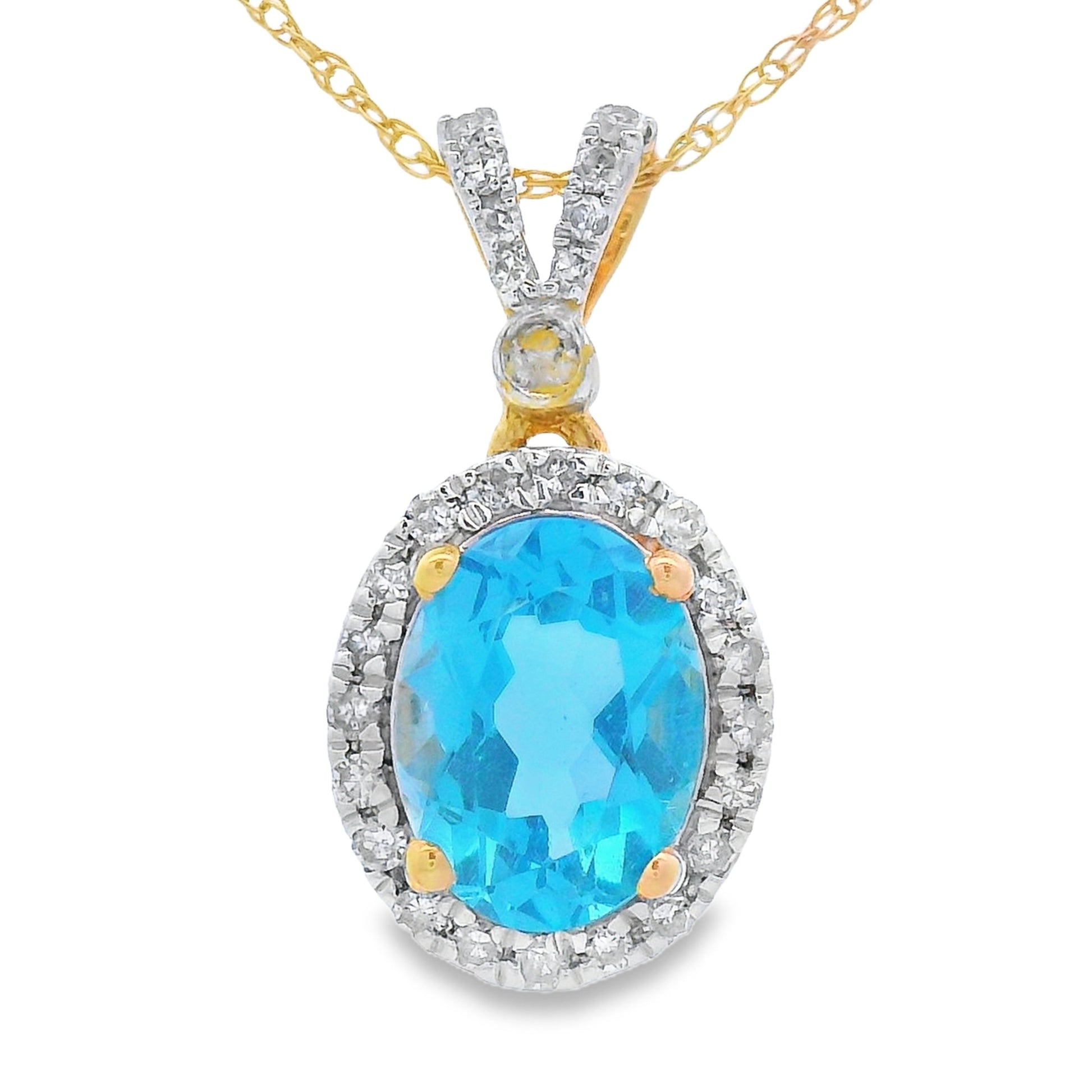 Blue Topaz Diamond Fashion Pendants 14KT Yellow Gold Bids.com