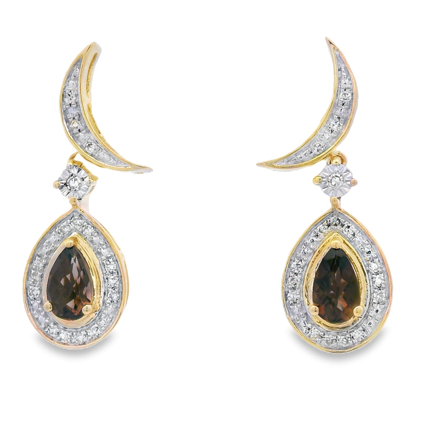 .47ct Quartz Diamond Dangle Earrings 10KT Yellow Gold Bids.com