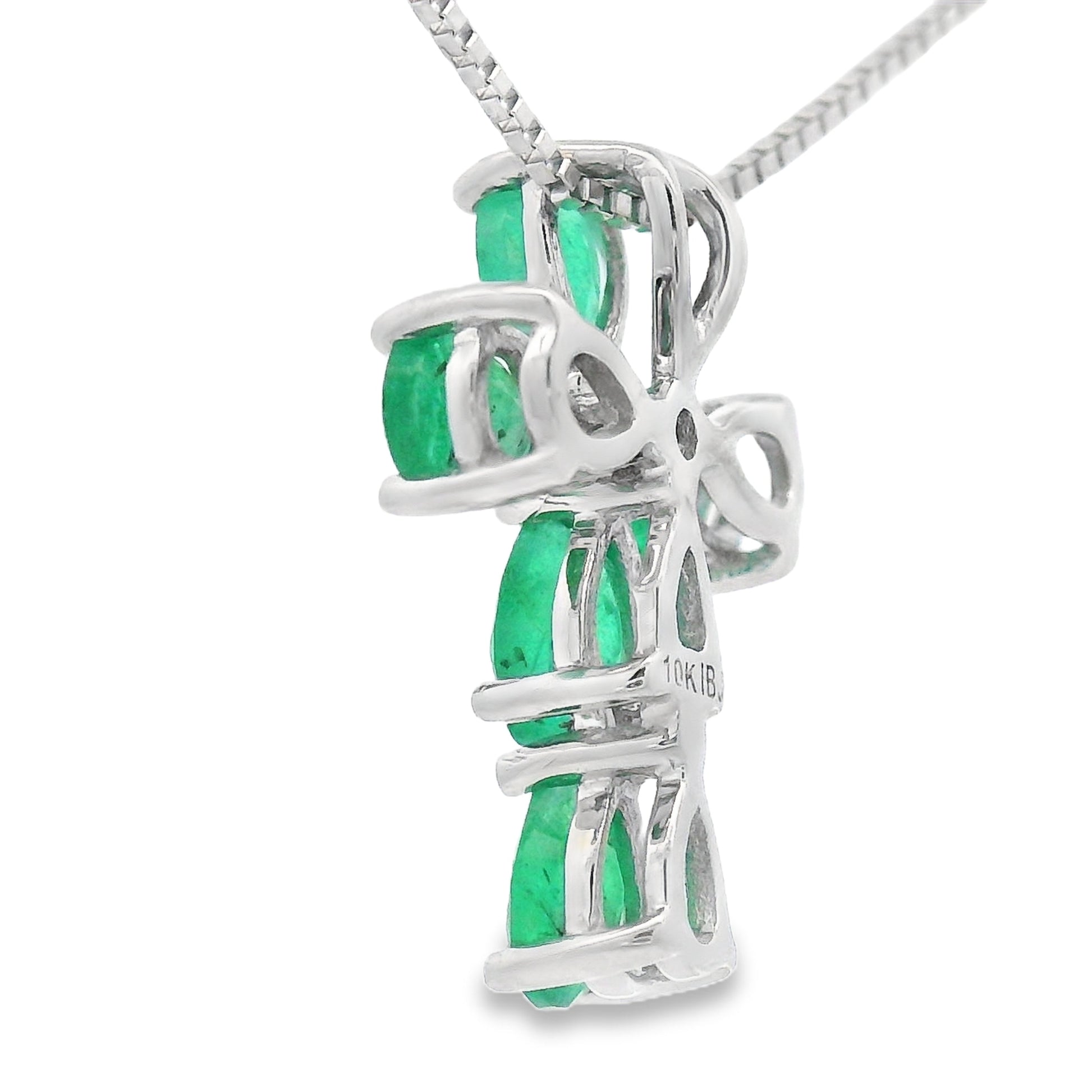 Emerald Diamond Cross Religious Pendant 10KT White Gold Bids.com