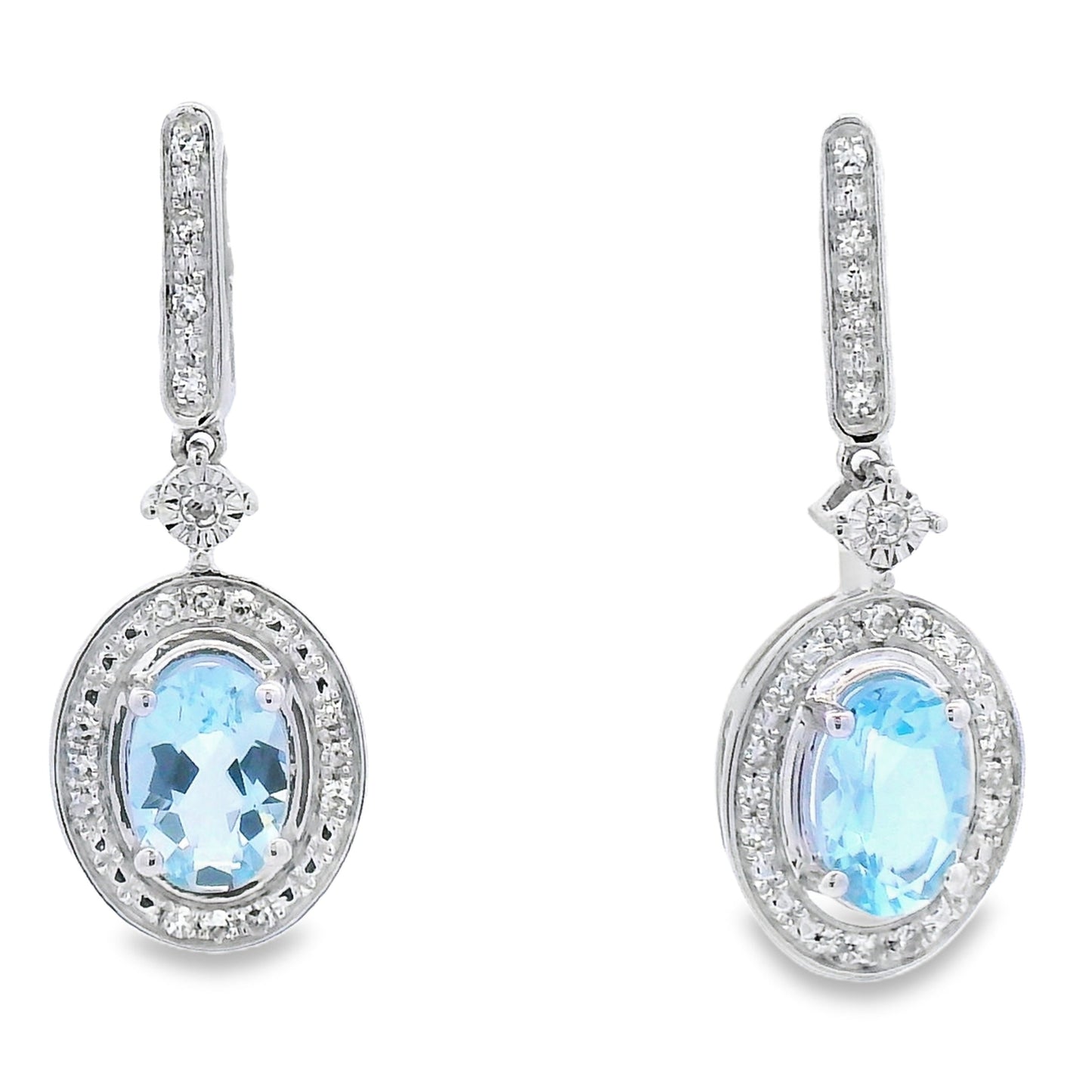 Aquamarine Diamond Dangle Earrings 10KT White Gold Bids.com