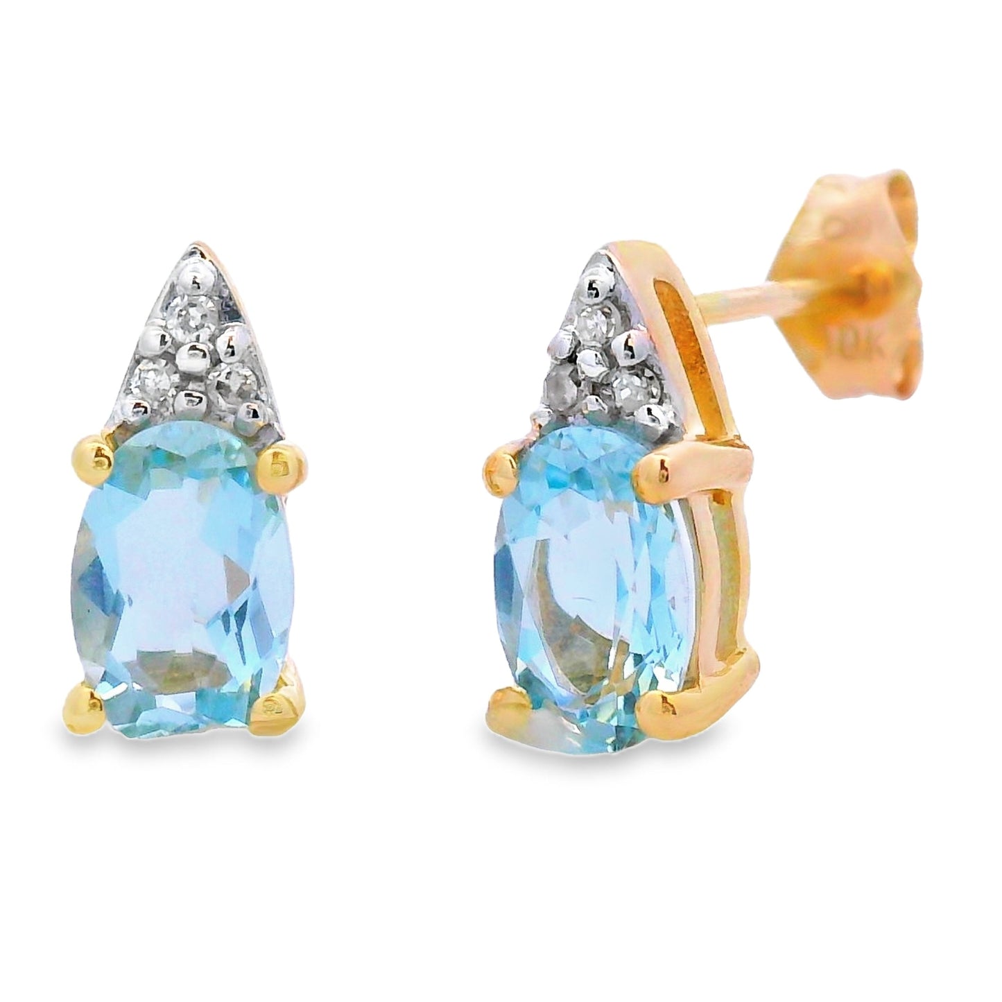 .83ct Aquamarine Diamond Stud Earrings 10KT Yellow Gold Bids.com