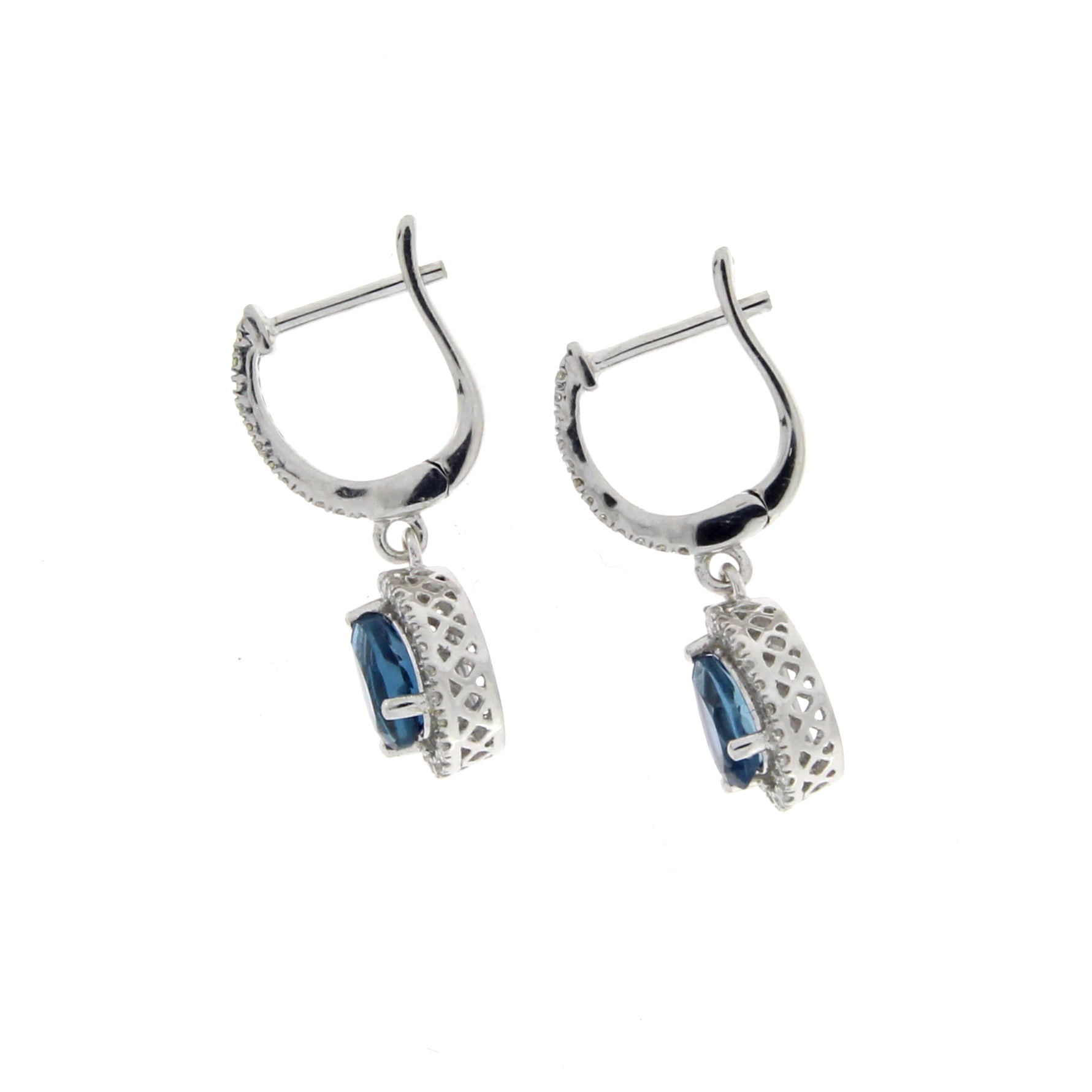 .88ct London Blue Topaz Dangle Earrings 14KT White Gold Bids.com