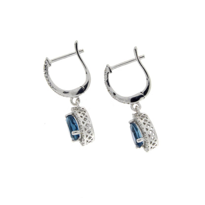 .88ct London Blue Topaz Dangle Earrings 14KT White Gold Bids.com