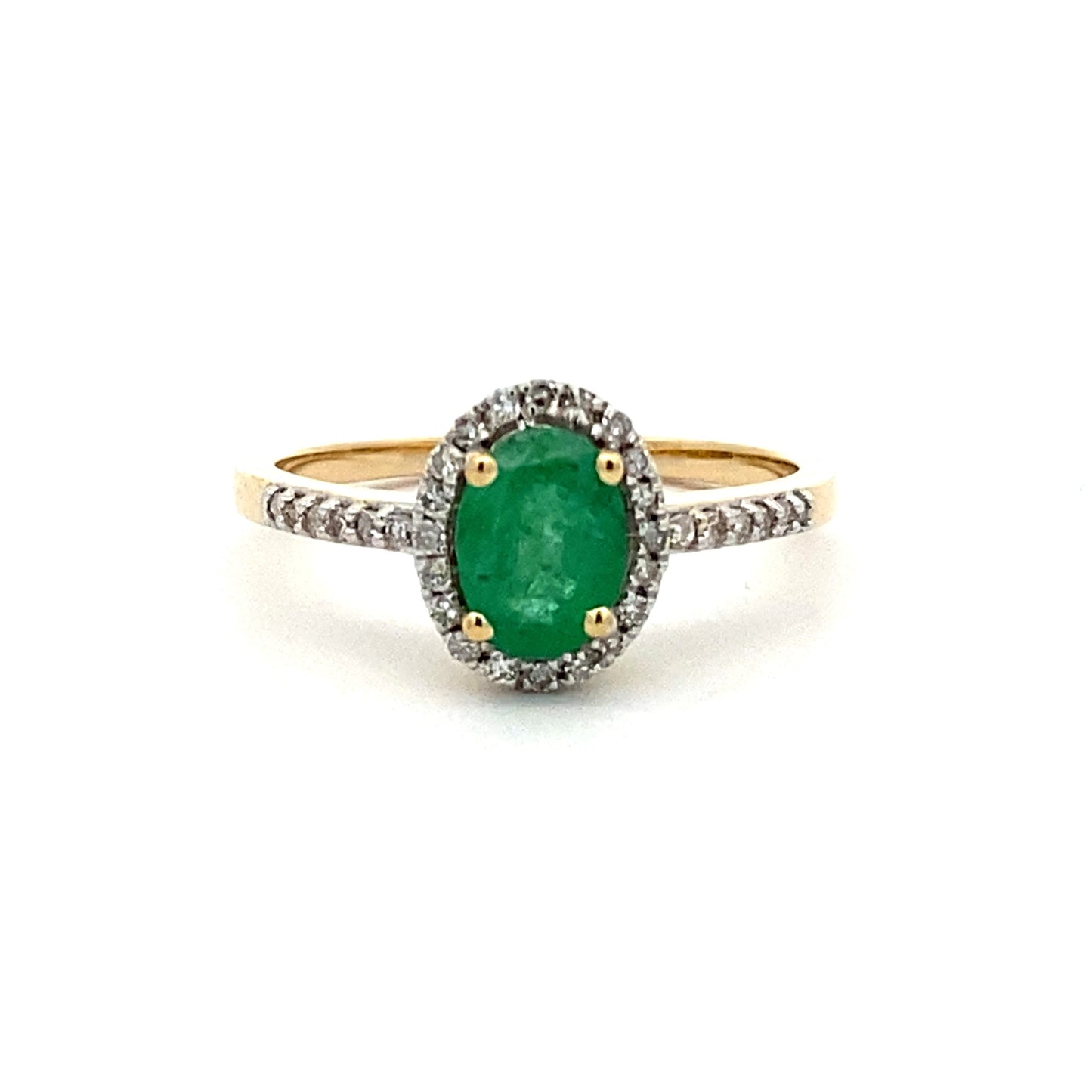Genuine .74ct Emerald Diamond Ring 14KT Yellow Gold Bids.com