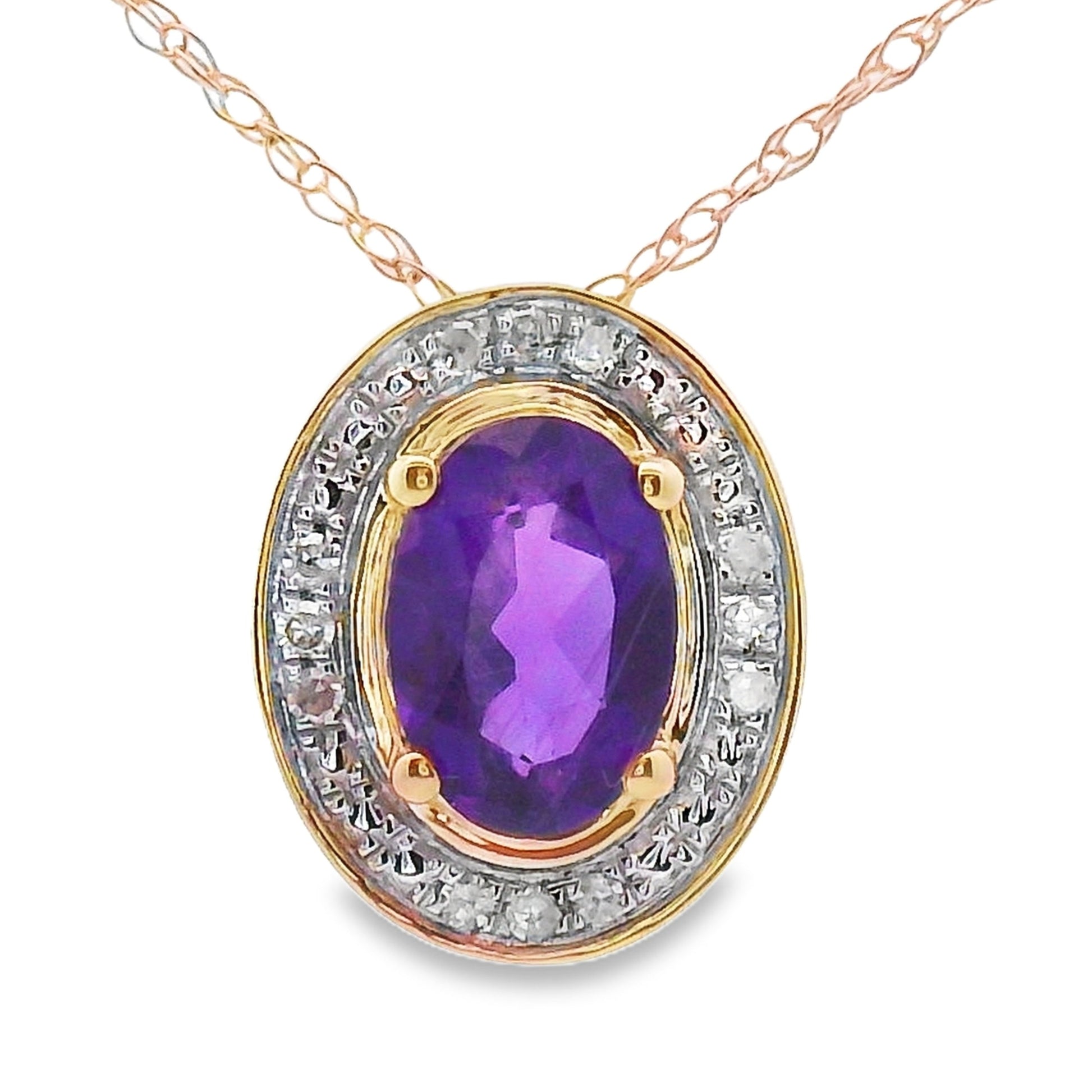 Amethyst Diamond Fashion Pendants 10KT Yellow Gold Bids.com