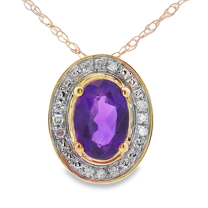 Amethyst Diamond Fashion Pendants 10KT Yellow Gold Bids.com