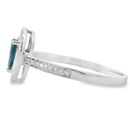 Genuine .54ct Sapphire Diamond Ring 10KT White Gold Bids.com