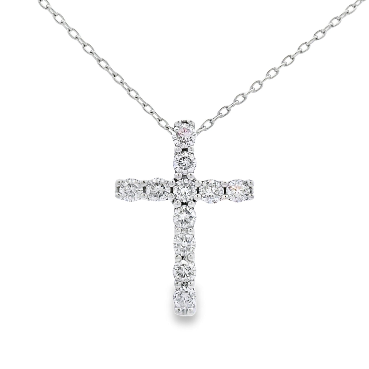 .35ct Diamond Cross Religious Pendant 14KT White Gold Bids.com