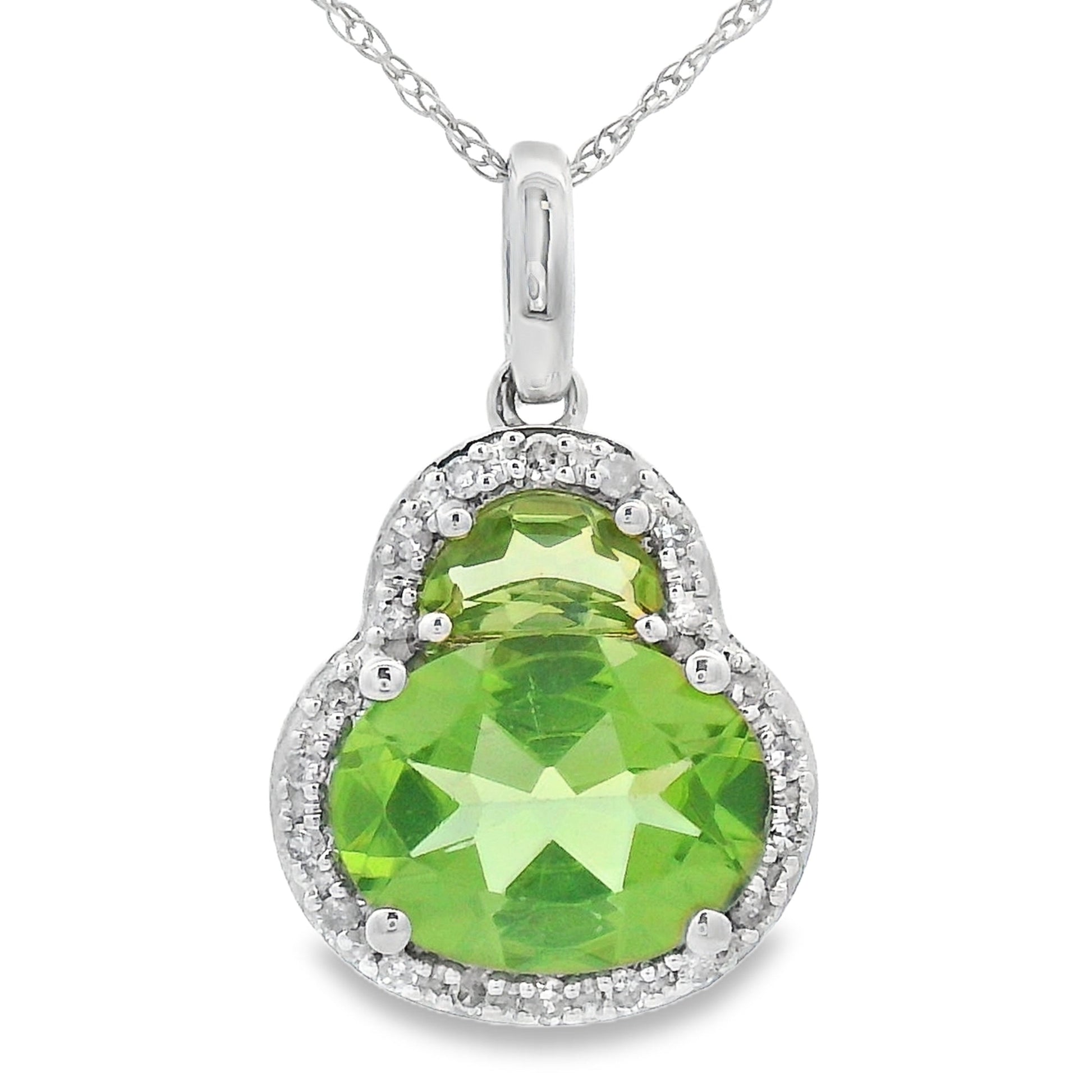 2.29ct Peridot Diamond Fashion Pendants 14KT White Gold Bids.com