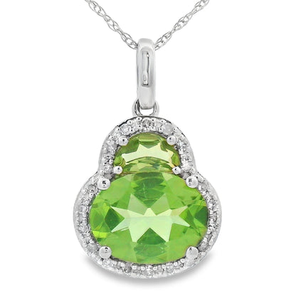 2.29ct Peridot Diamond Fashion Pendants 14KT White Gold Bids.com