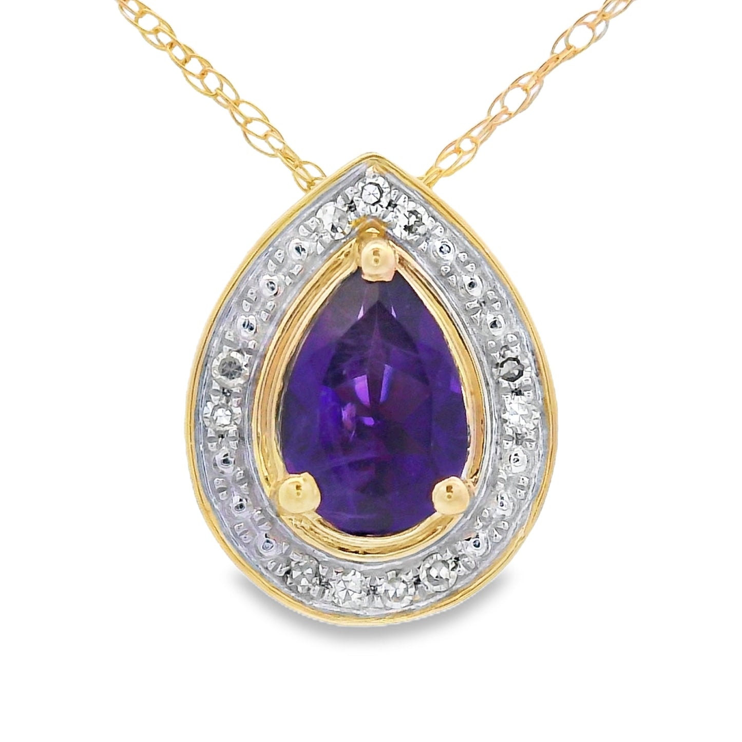 Amethyst Diamond Fashion Pendants 10KT Yellow Gold Bids.com