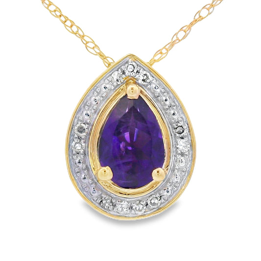 Amethyst Diamond Fashion Pendants 10KT Yellow Gold Bids.com