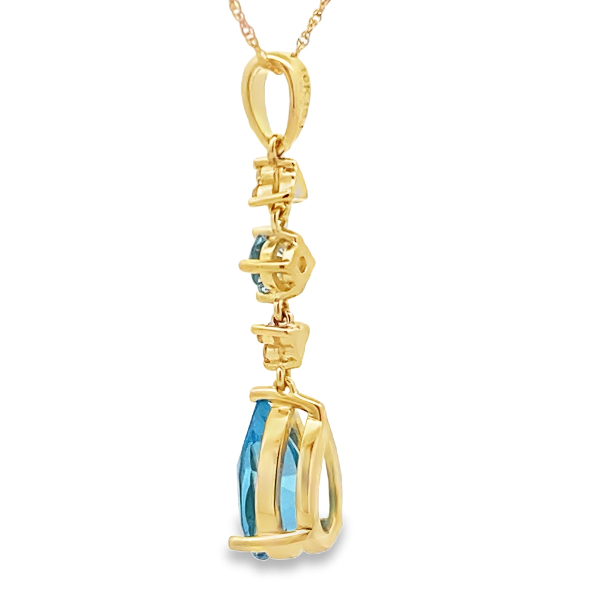 Blue Topaz Diamond Fashion Pendants 10KT Yellow Gold Bids.com