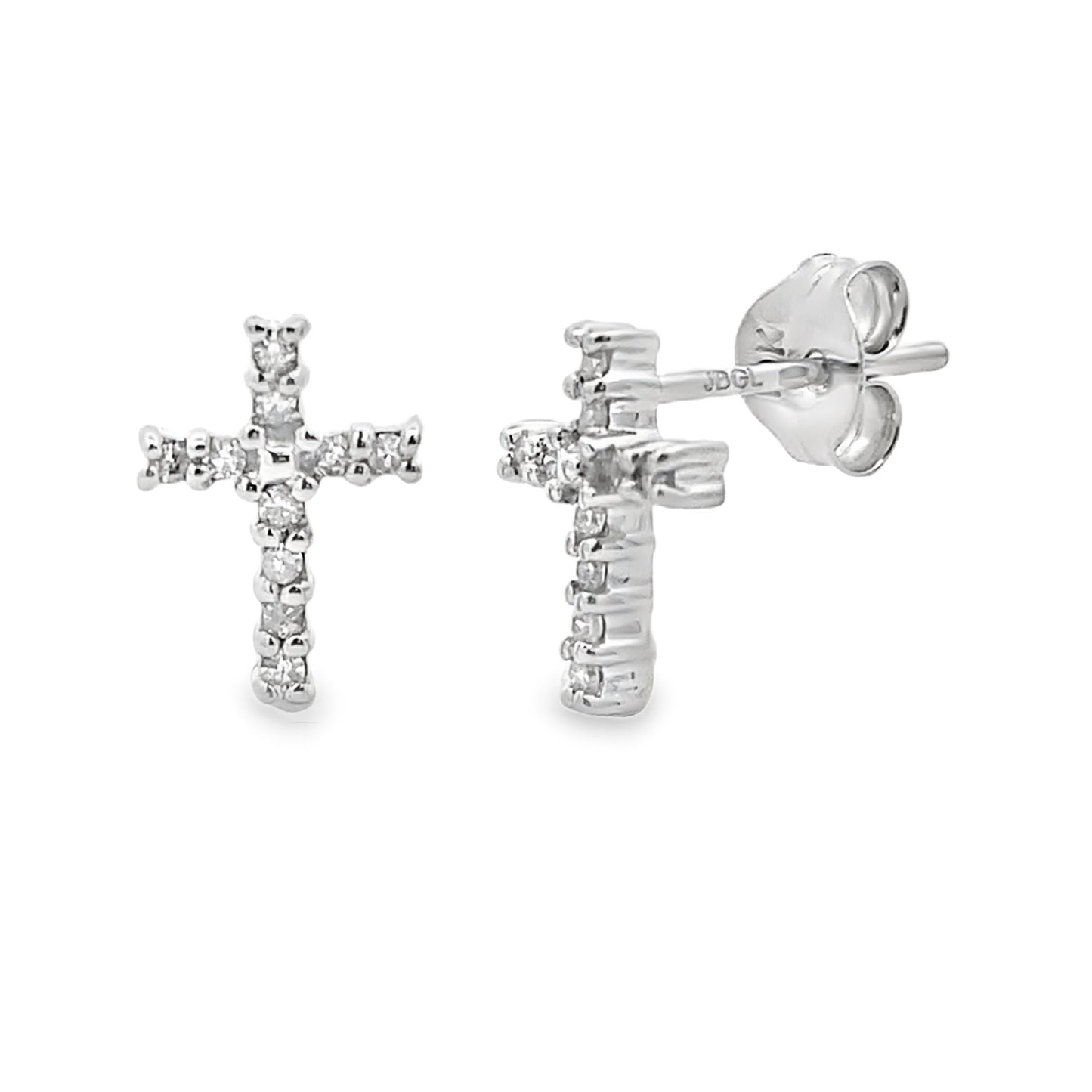 Natural .04ct Diamond Cross Earrings 10KT White Gold Bids.com