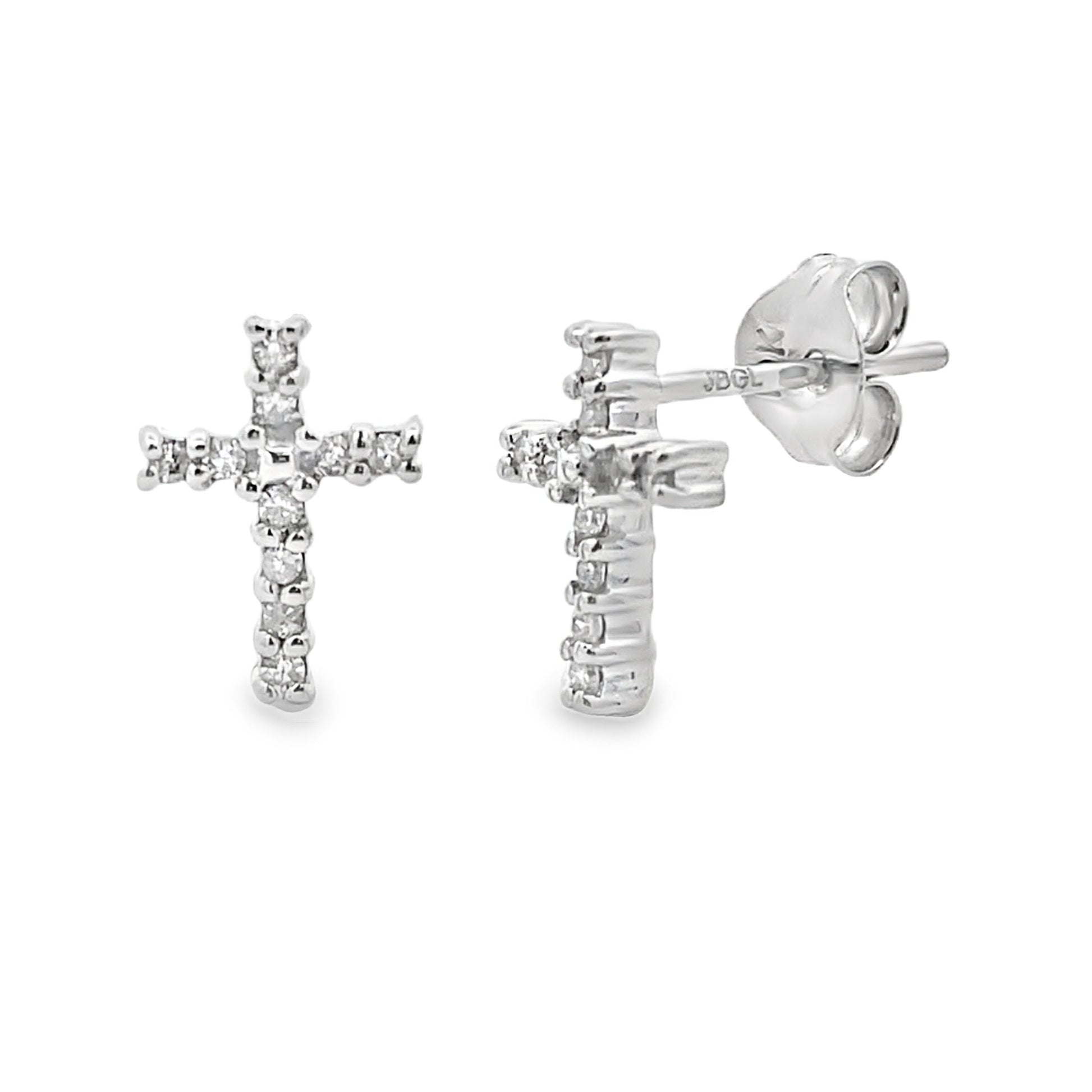 Natural .04ct Diamond Cross Earrings 10KT White Gold Bids.com