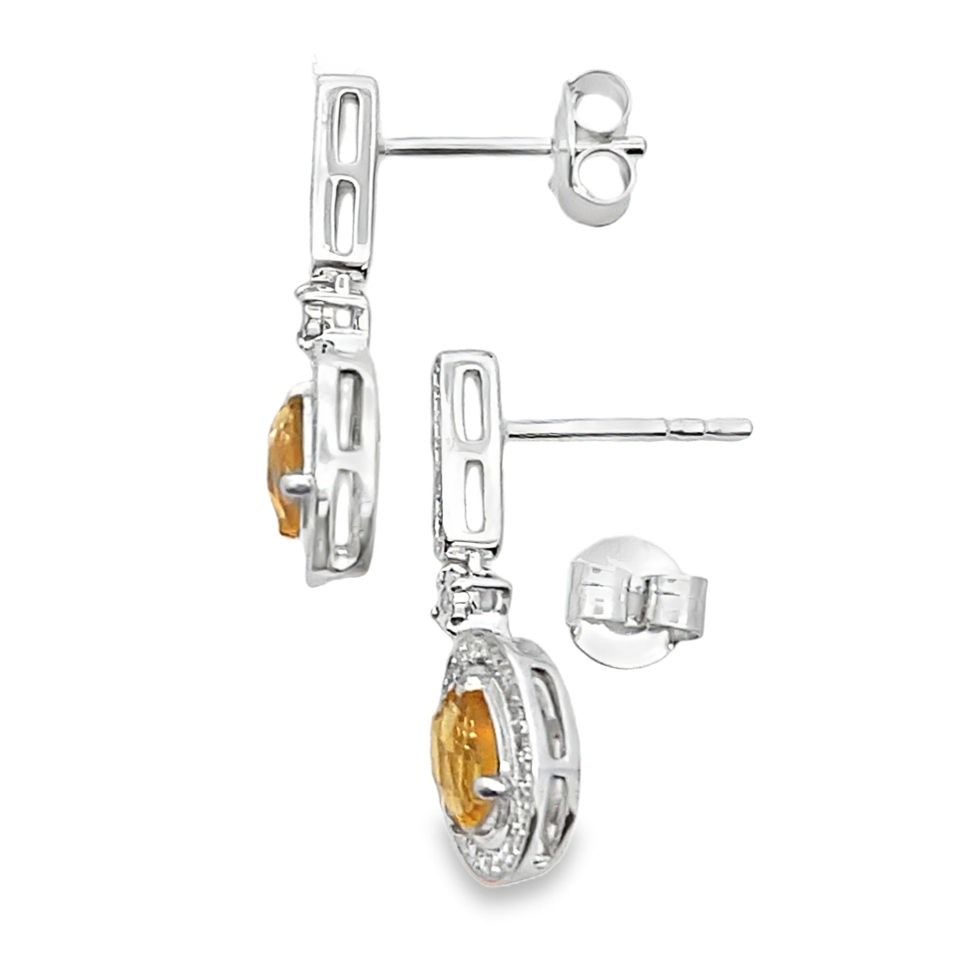 1.06ct Citrine Diamond Dangle Earrings 10KT White Gold Bids.com