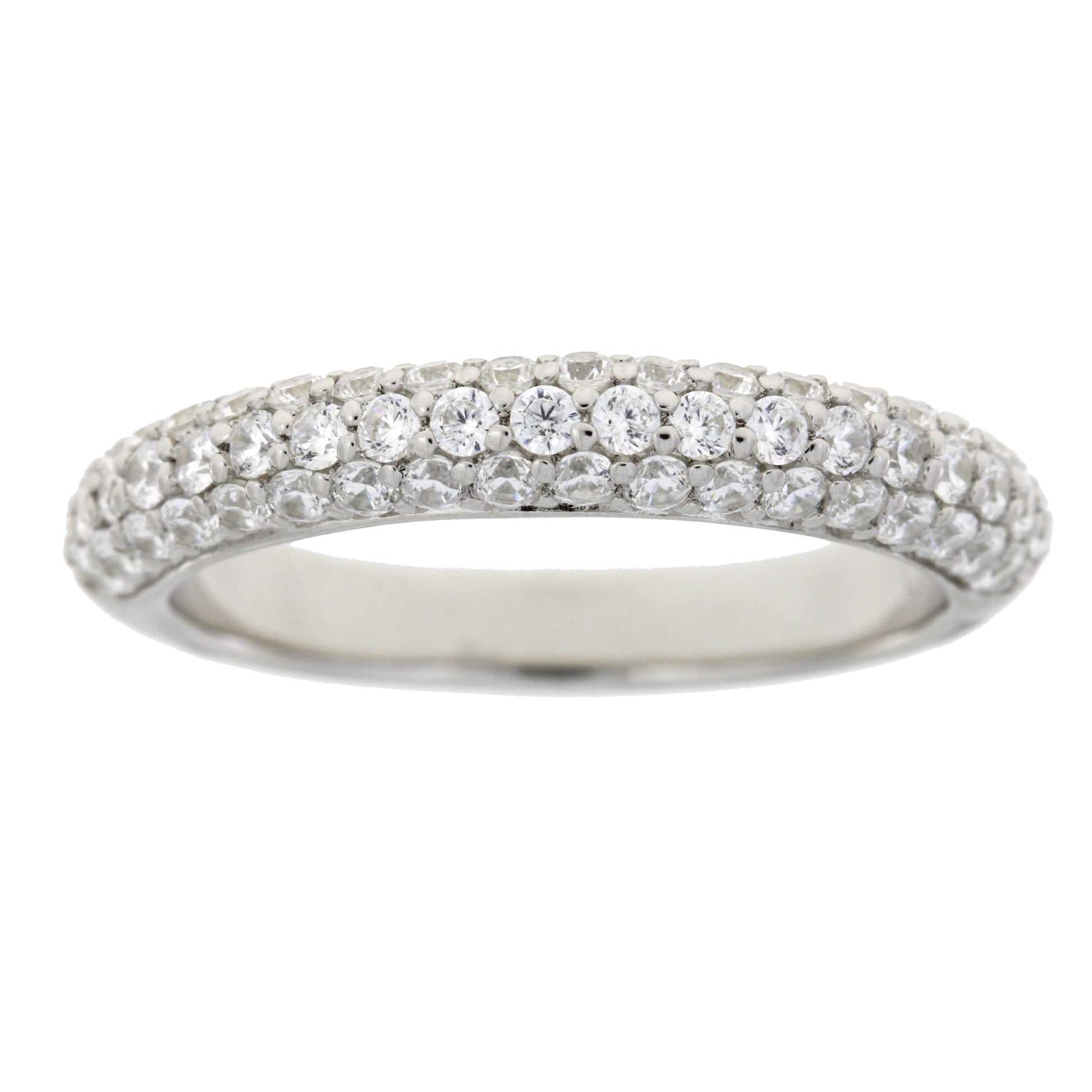 Cubic Zirconium Wedding Band Ring Sterling Silver Bids.com