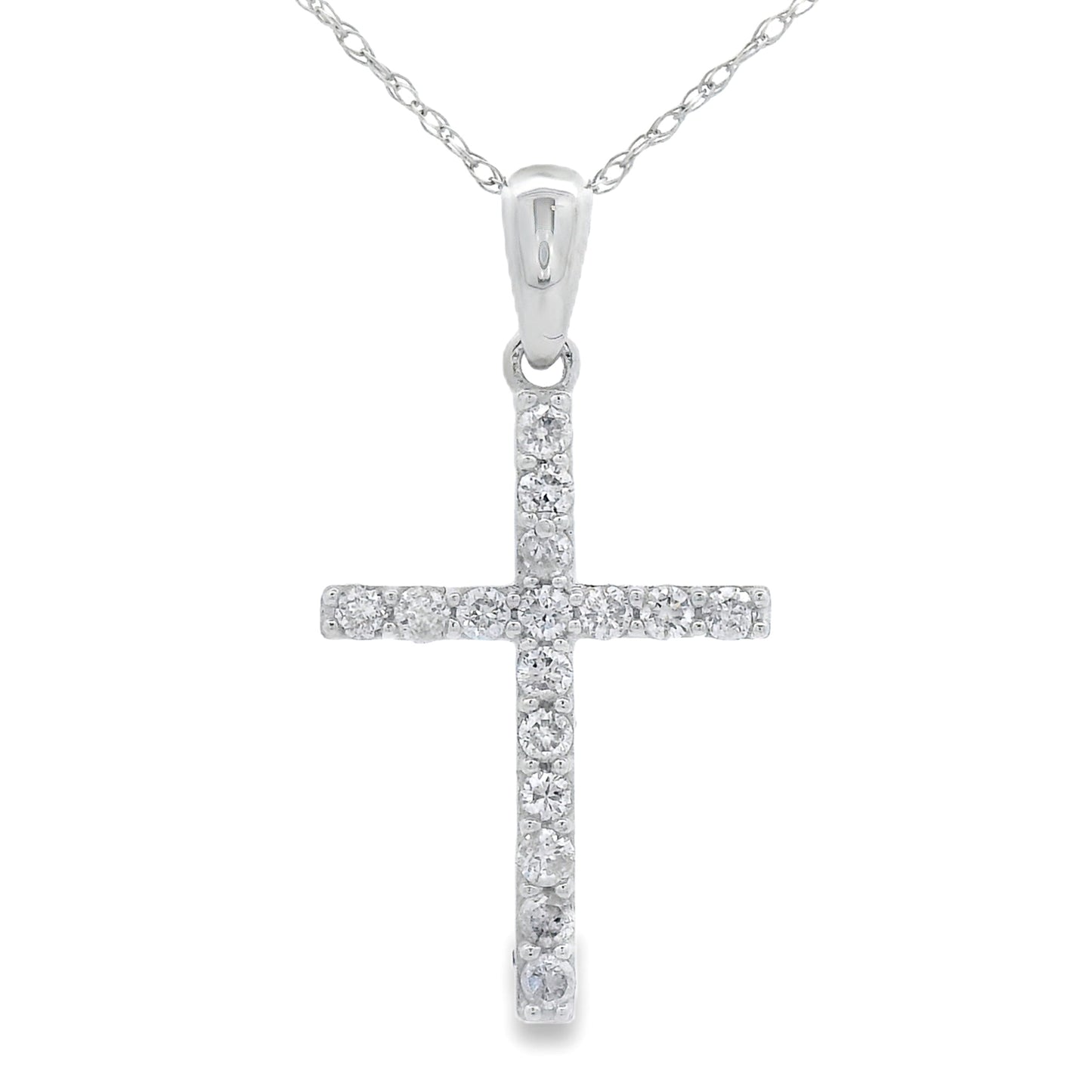 .25ct Diamond Cross Religious Pendant 14KT White Gold Bids.com