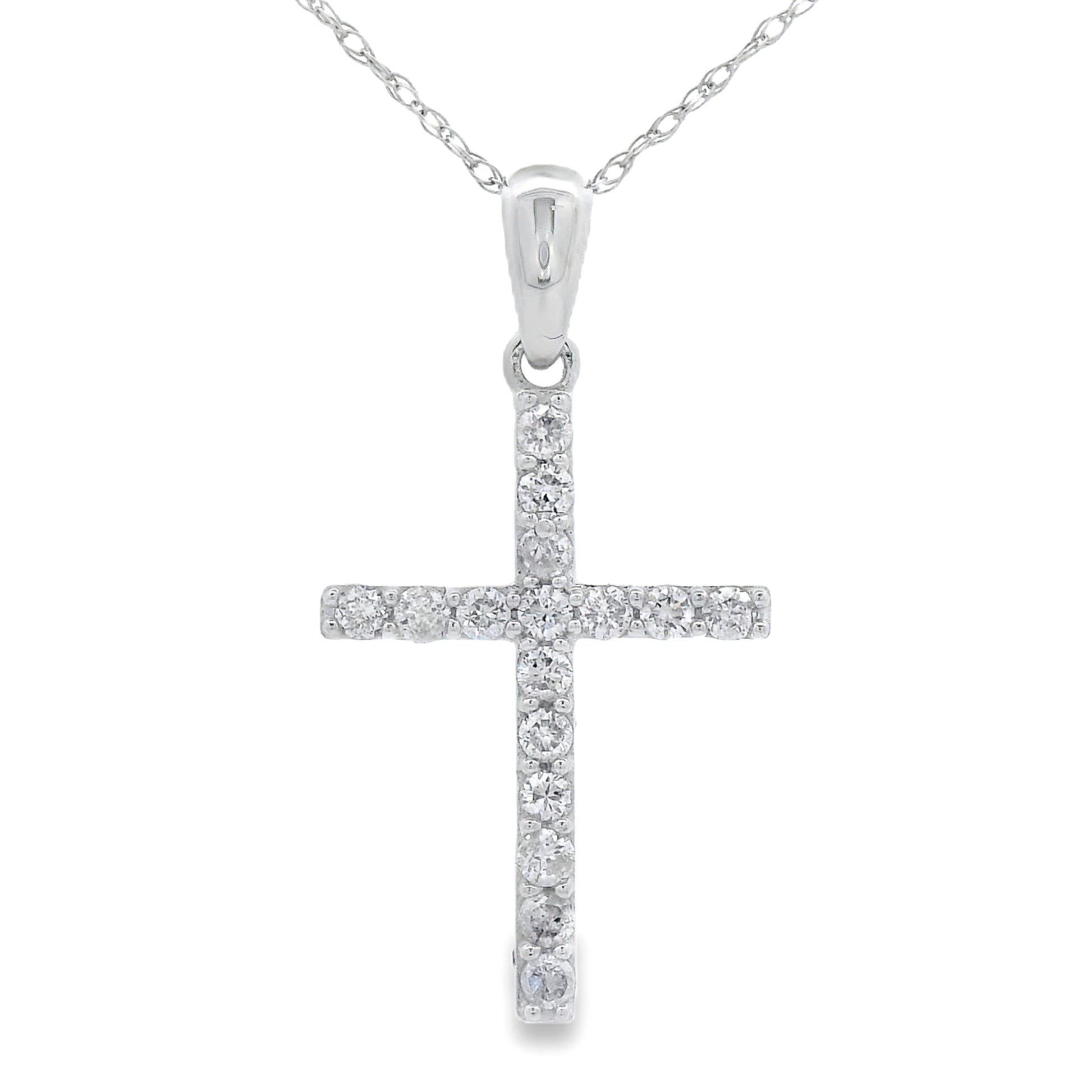 .25ct Diamond Cross Religious Pendant 14KT White Gold Bids.com