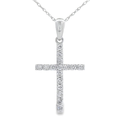 .25ct Diamond Cross Religious Pendant 14KT White Gold Bids.com