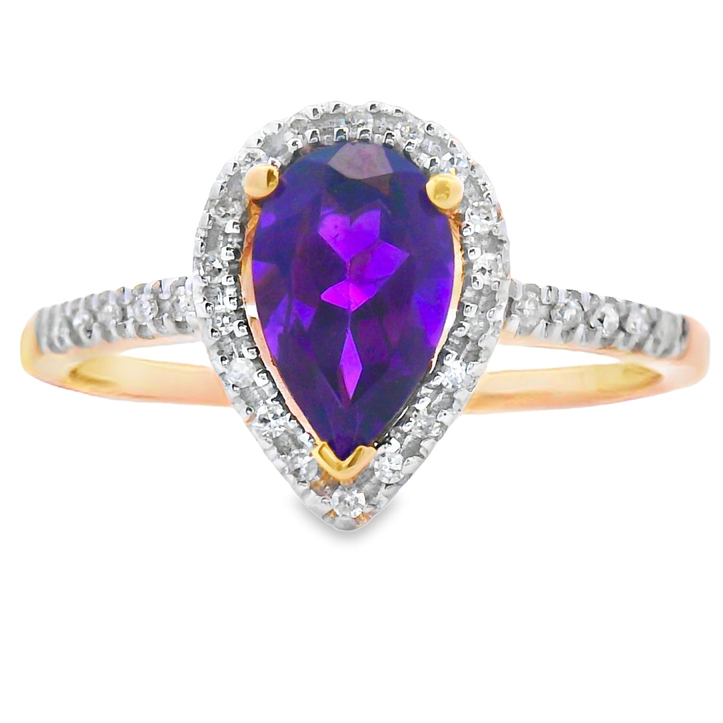 Natural .98ct Amethyst Diamond Ring 14KT Yellow Gold Bids.com
