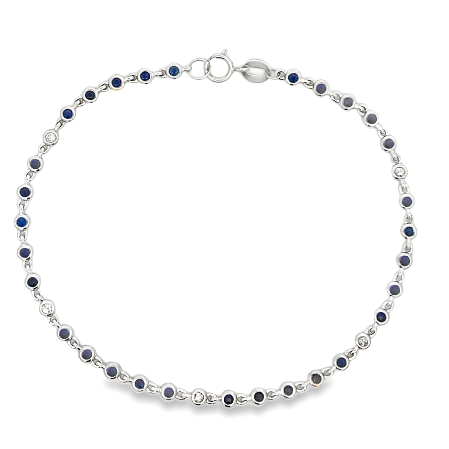 Natural .87ct Sapphire Diamond Bracelet 14KT White Gold Bids.com