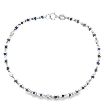 Natural .87ct Sapphire Diamond Bracelet 14KT White Gold Bids.com