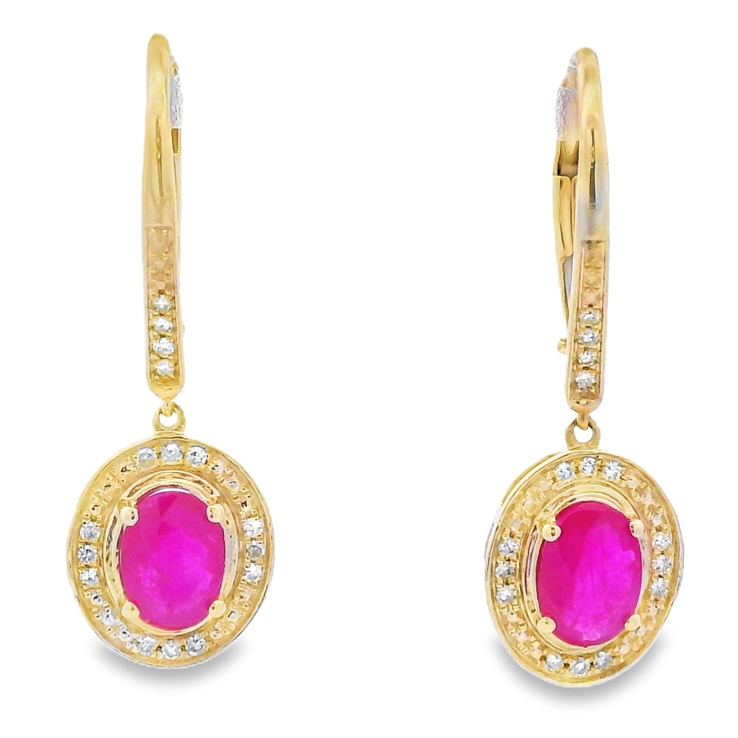 1.28ct Ruby Diamond Dangle Earrings 10KT Yellow Gold Bids.com