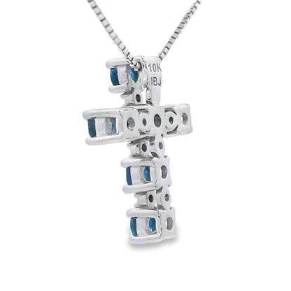 .32ct Sapphire Cross Religious Pendant 10KT White Gold Bids.com