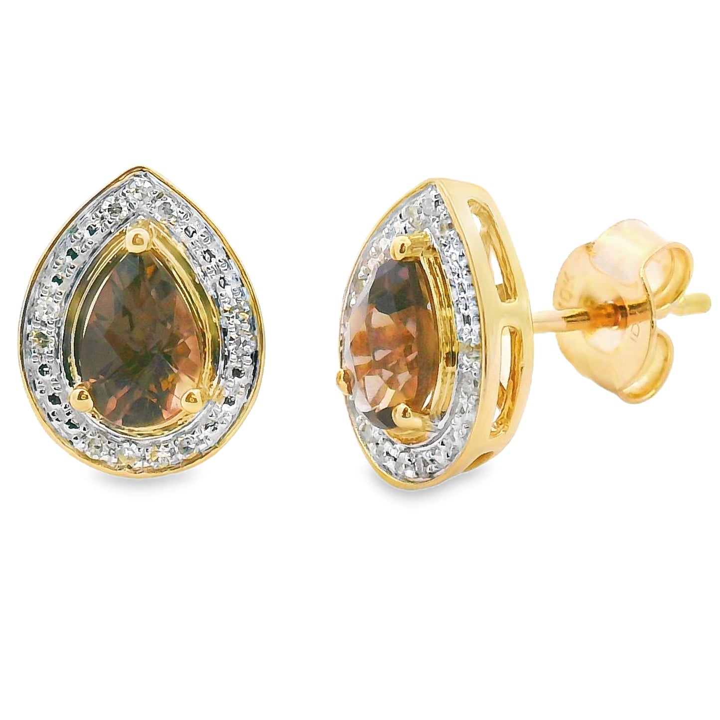 .87ct Quartz Diamond Dangle Earrings 10KT Yellow Gold Bids.com