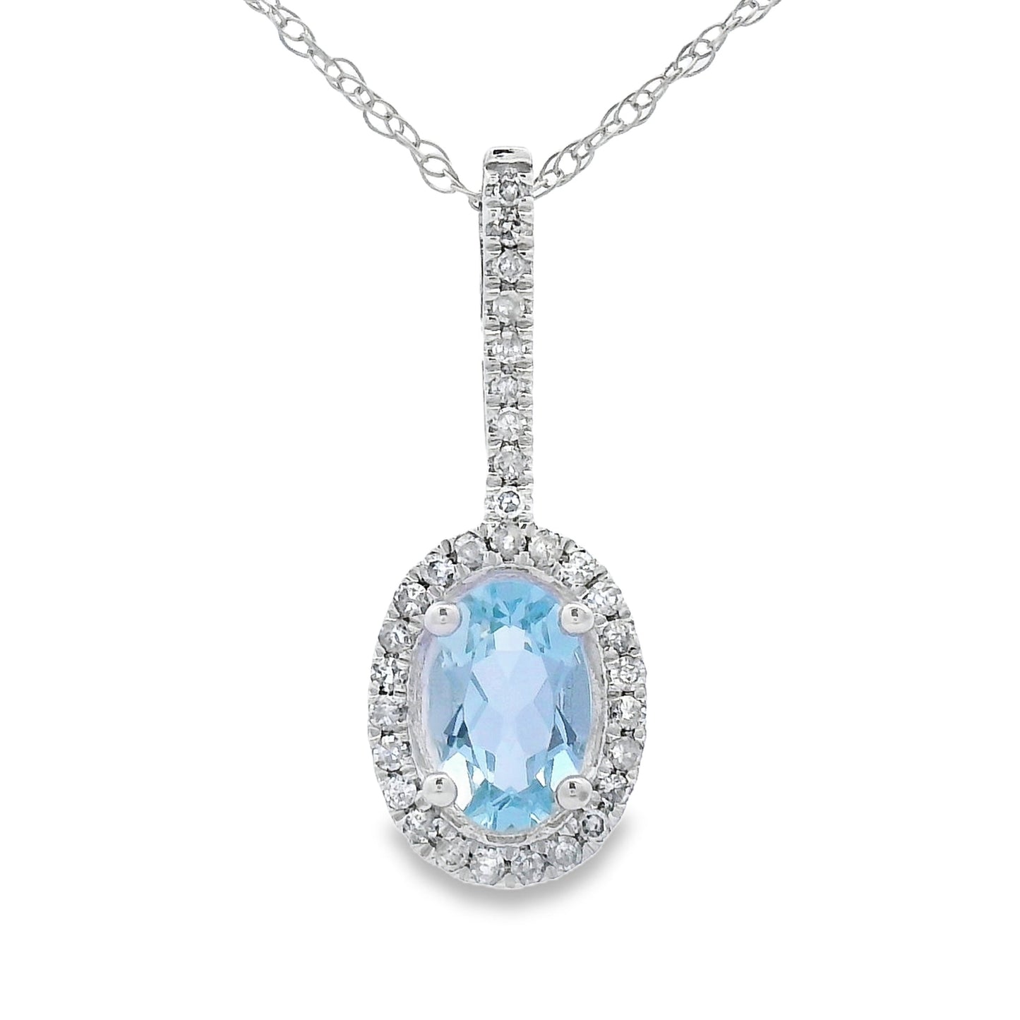 Aquamarine Diamond Fashion Pendants 10KT White Gold Bids.com