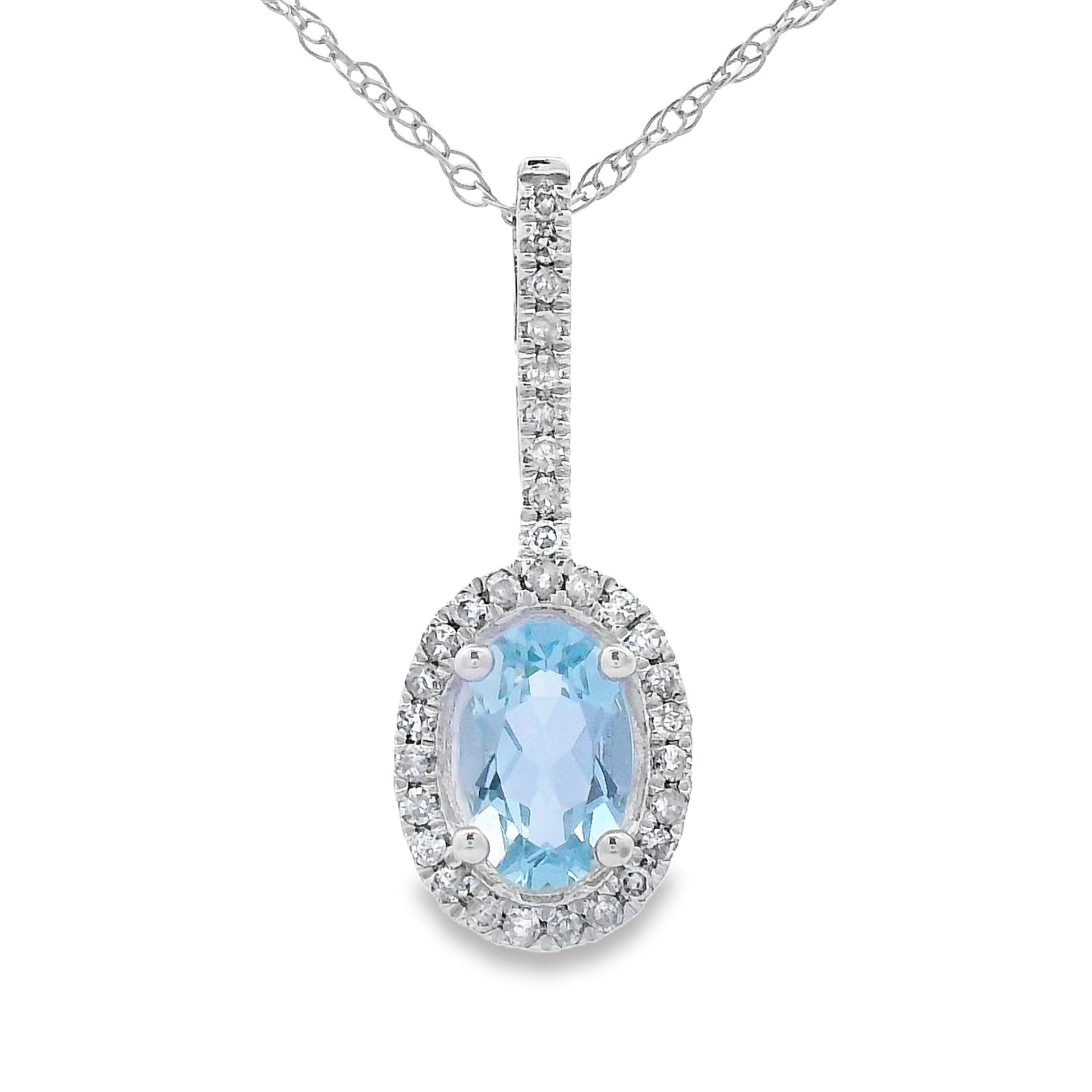 Aquamarine Diamond Fashion Pendants 10KT White Gold Bids.com