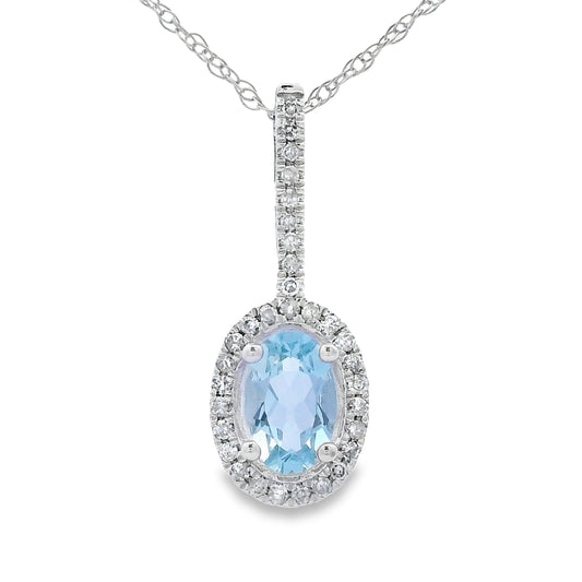 Aquamarine Diamond Fashion Pendants 10KT White Gold Bids.com