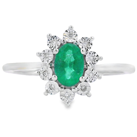 Genuine .43ct Emerald Diamond Ring 10KT White Gold Bids.com