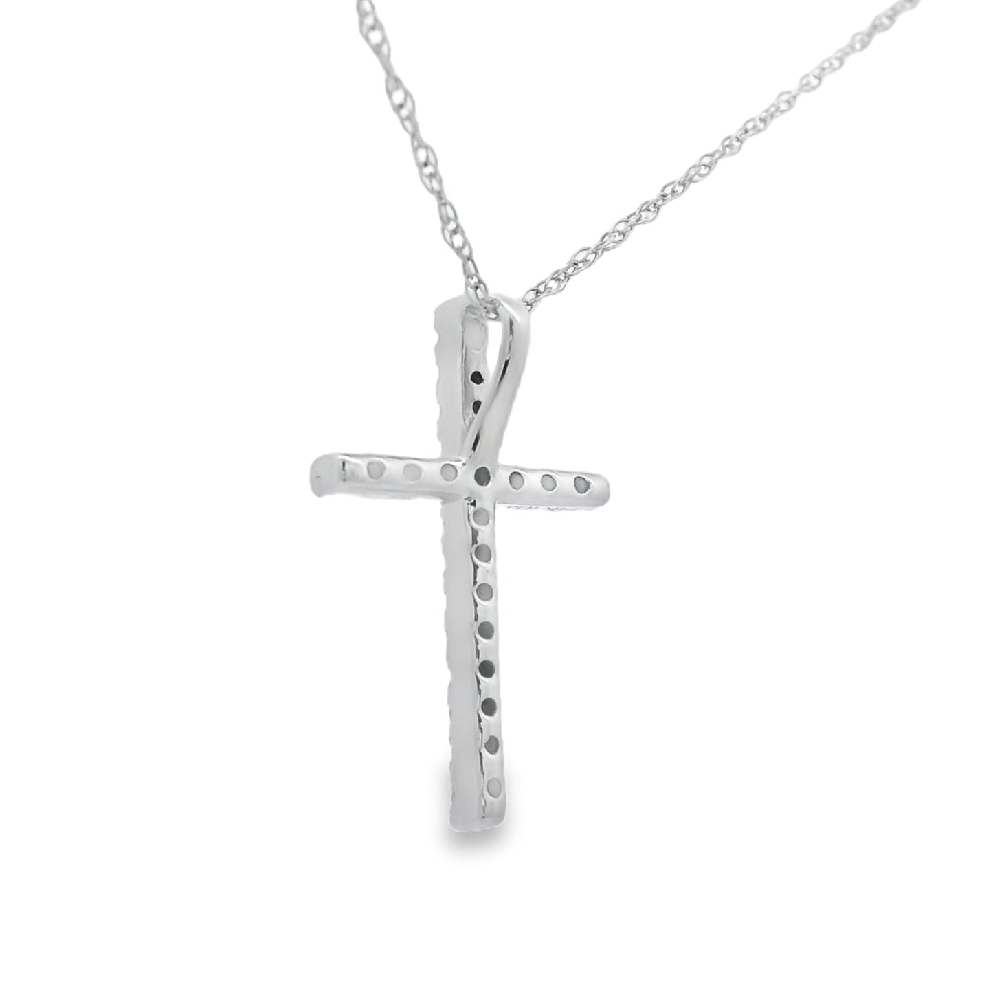 .11ct Diamond Cross Religious Pendant 14KT White Gold Bids.com