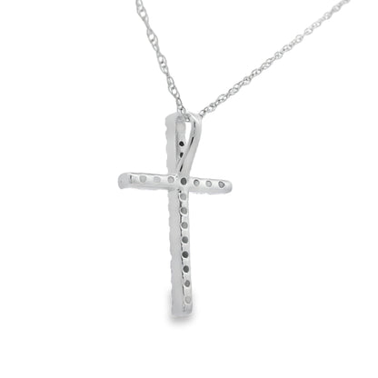 .11ct Diamond Cross Religious Pendant 14KT White Gold Bids.com