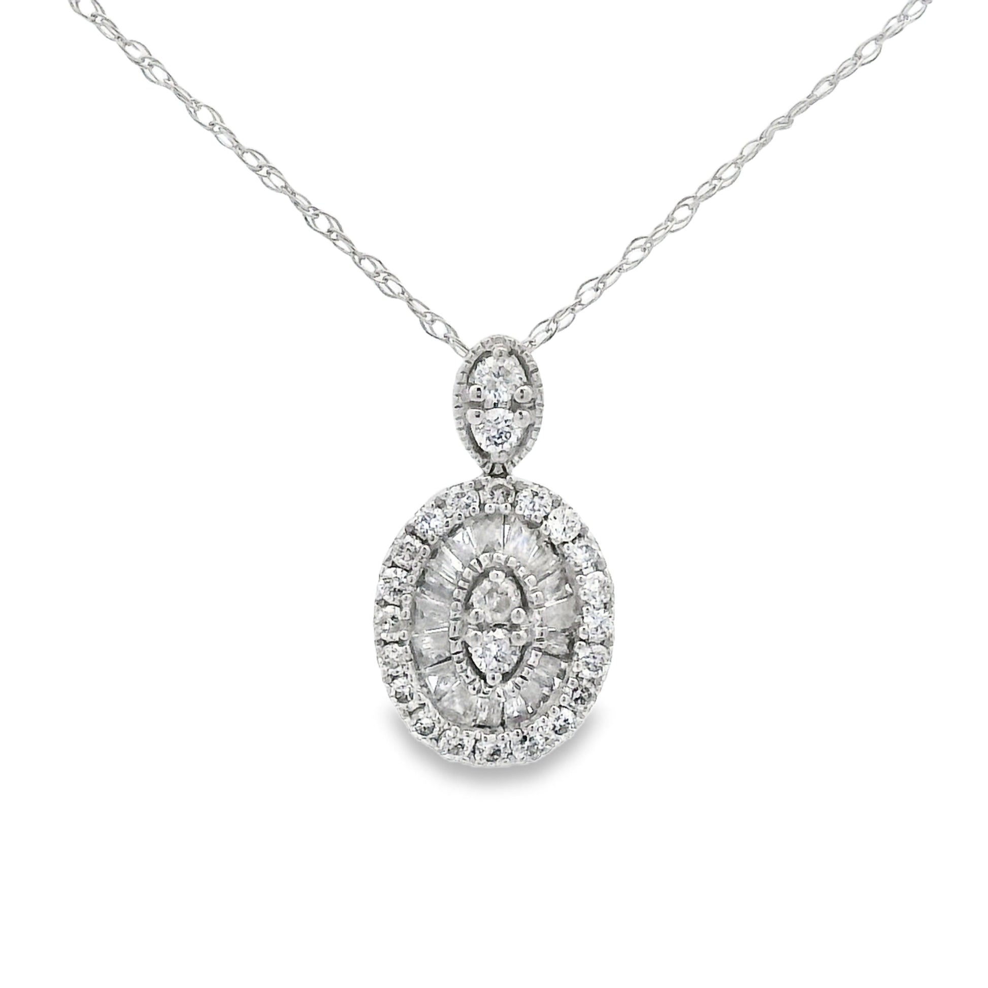 Natural .35ct Diamond Fashion Pendants 14KT White Gold Bids.com