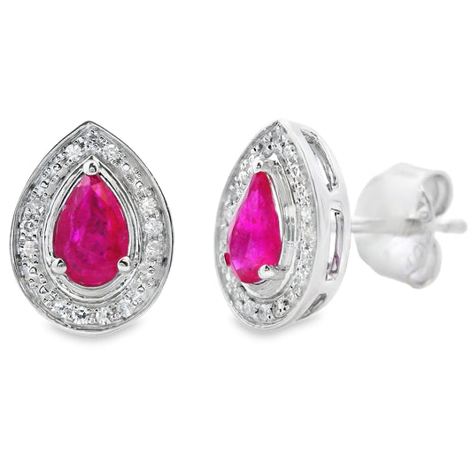 .58ct Ruby Diamond Stud Earrings 10KT White Gold Bids.com