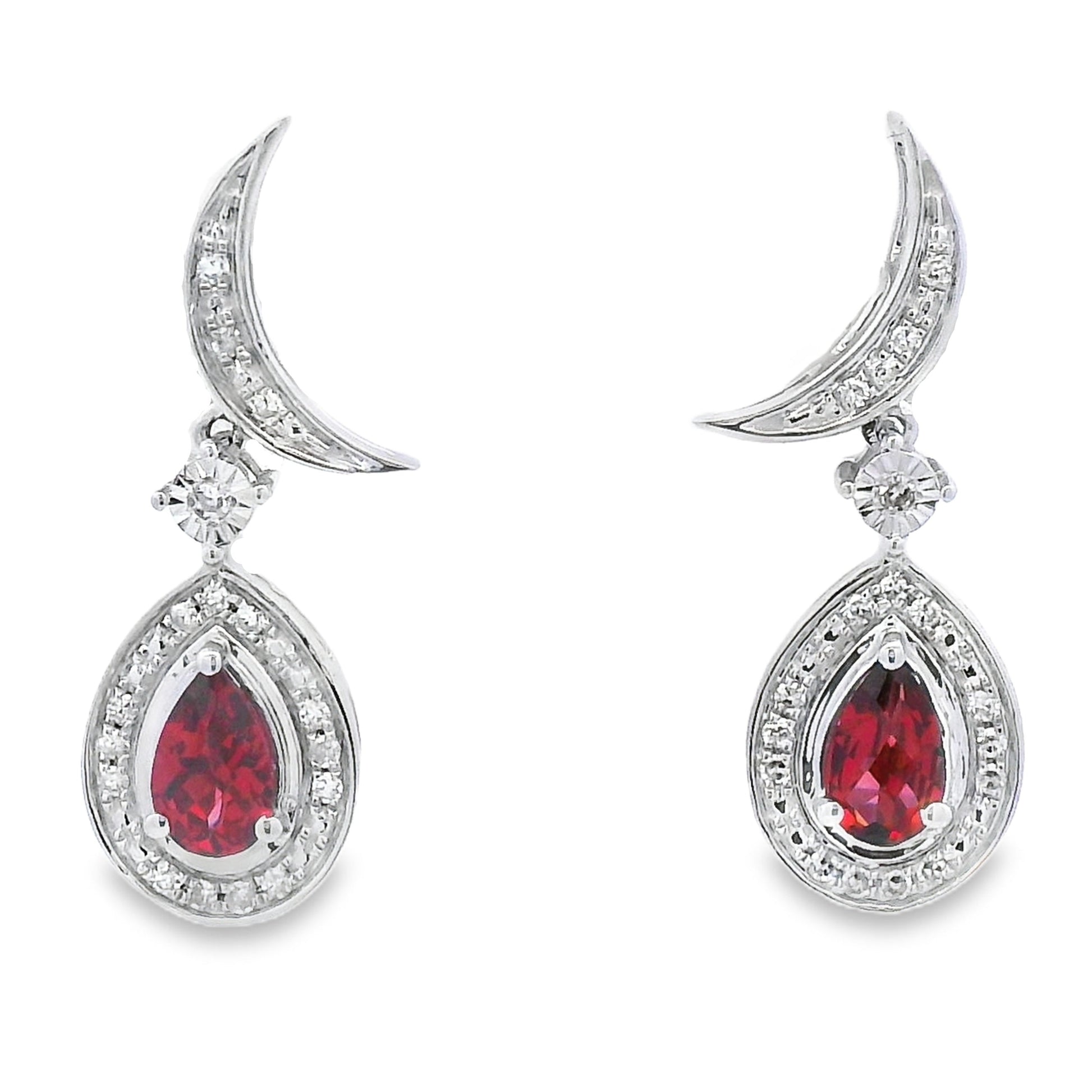 .62ct Garnet Diamond Dangle Earrings 10KT White Gold Bids.com