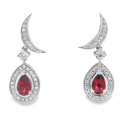 .62ct Garnet Diamond Dangle Earrings 10KT White Gold Bids.com