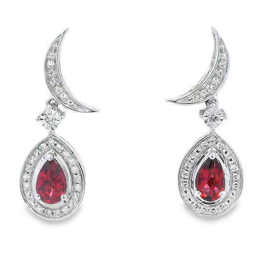 .62ct Garnet Diamond Dangle Earrings 10KT White Gold Bids.com