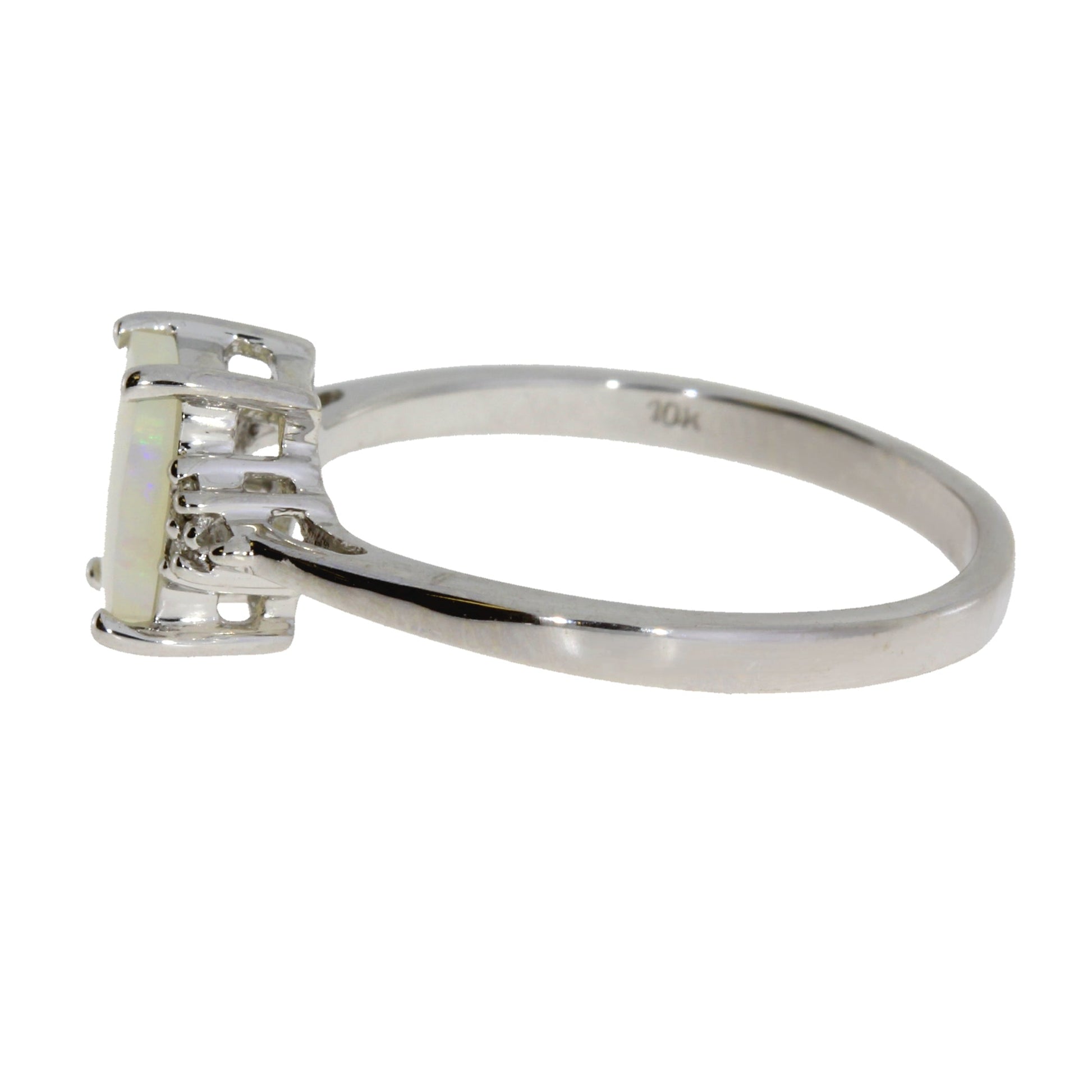 Genuine .02ct Opal Diamond Ring 10KT White Gold Bids.com