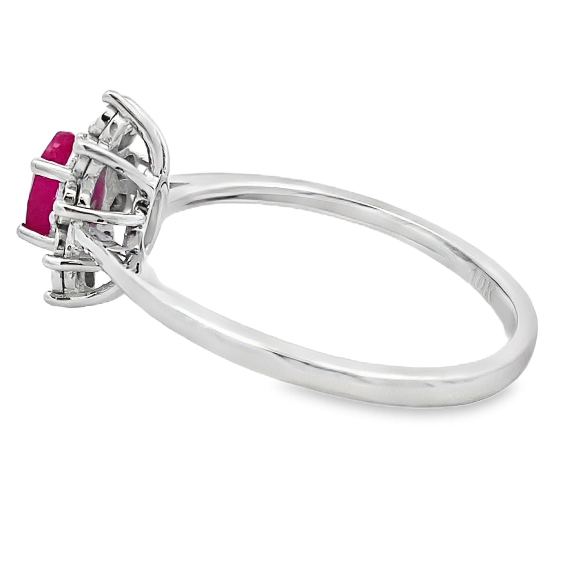 Genuine .63ct Ruby Diamond Ring 10KT White Gold Bids.com