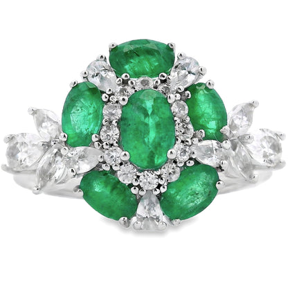 Natural 2.98ct Emerald Zircon Ring Sterling Silver Bids.com