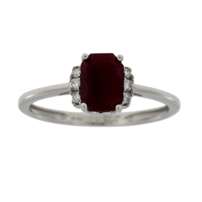 Genuine 1.38ct Ruby Diamond Ring 14KT White Gold Bids.com
