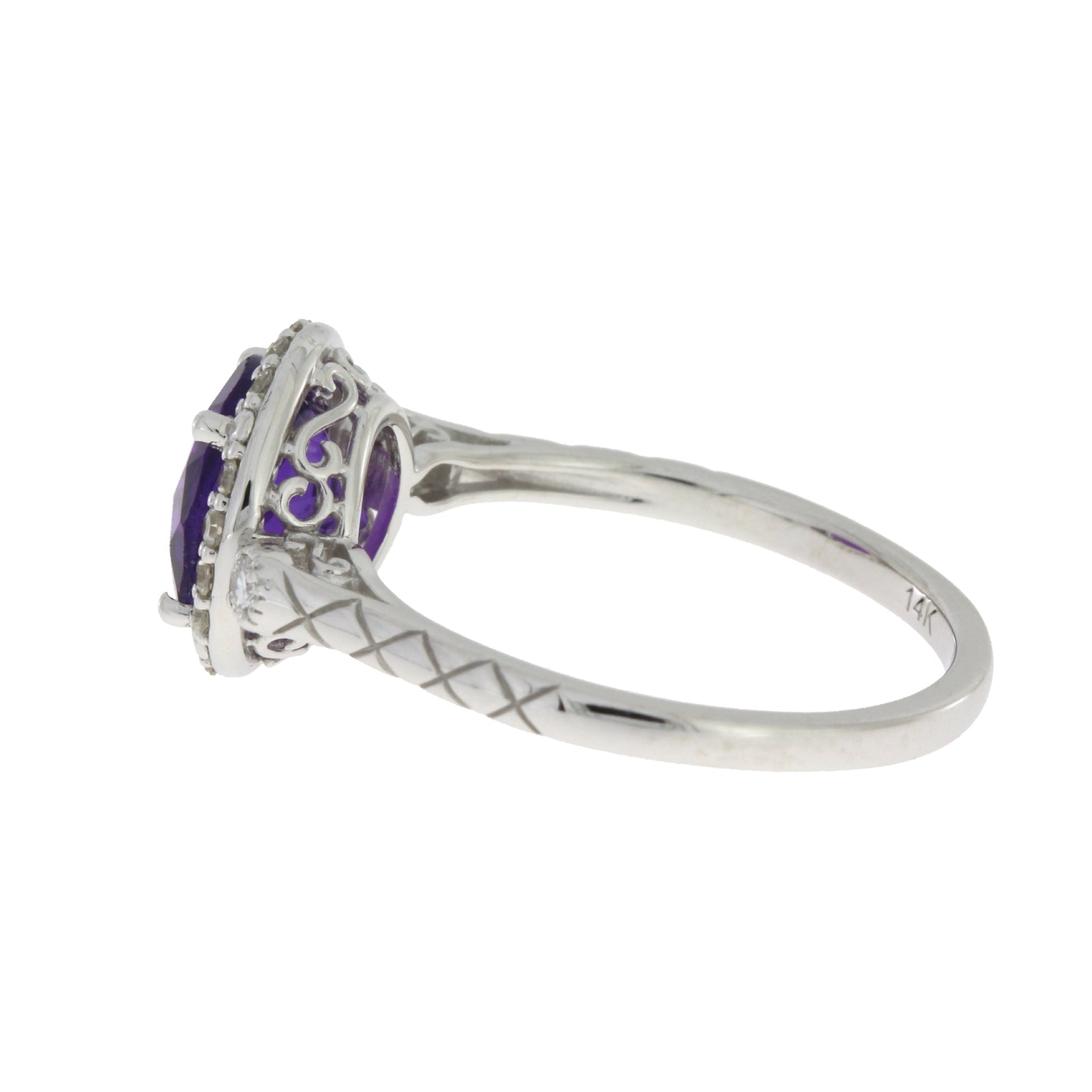 Genuine 2.07ct Amethyst Diamond Ring 14KT White Gold Bids.com