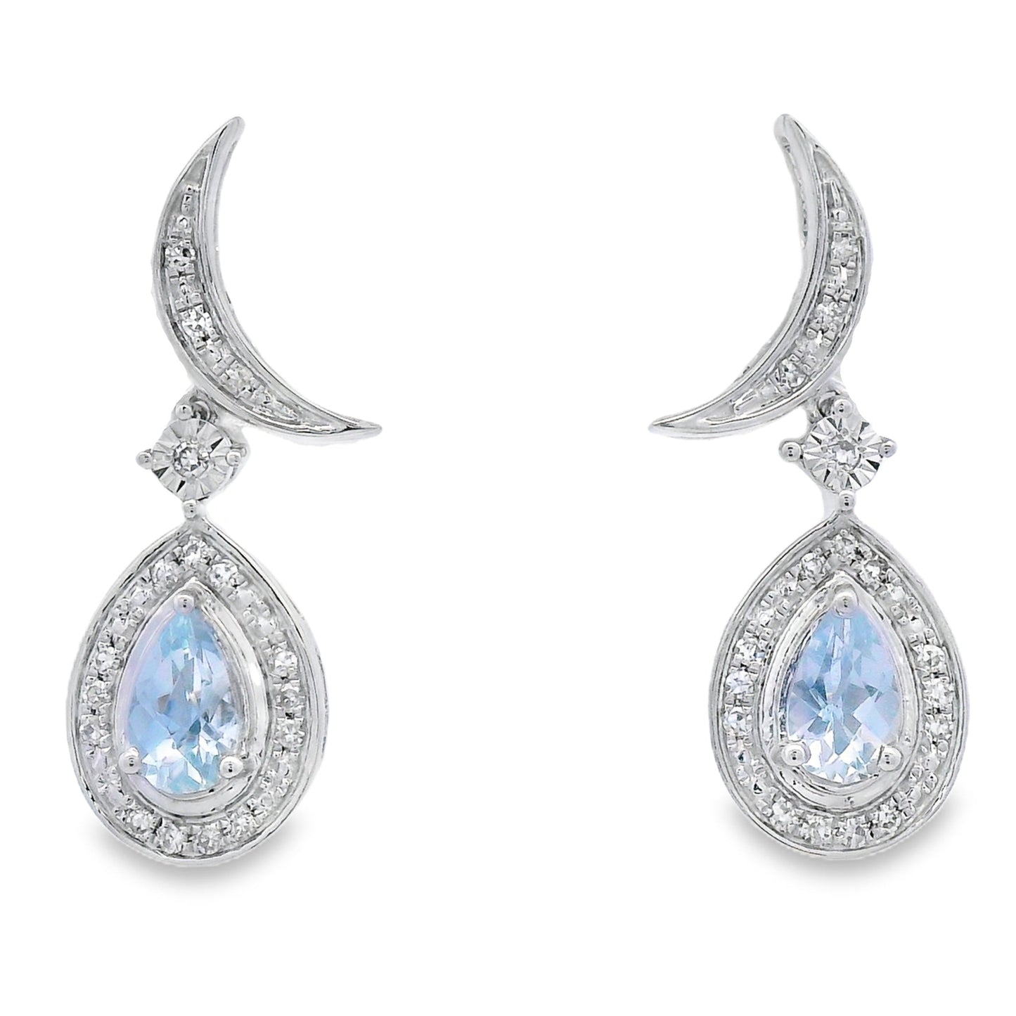 Aquamarine Diamond Dangle Earrings 10KT White Gold Bids.com
