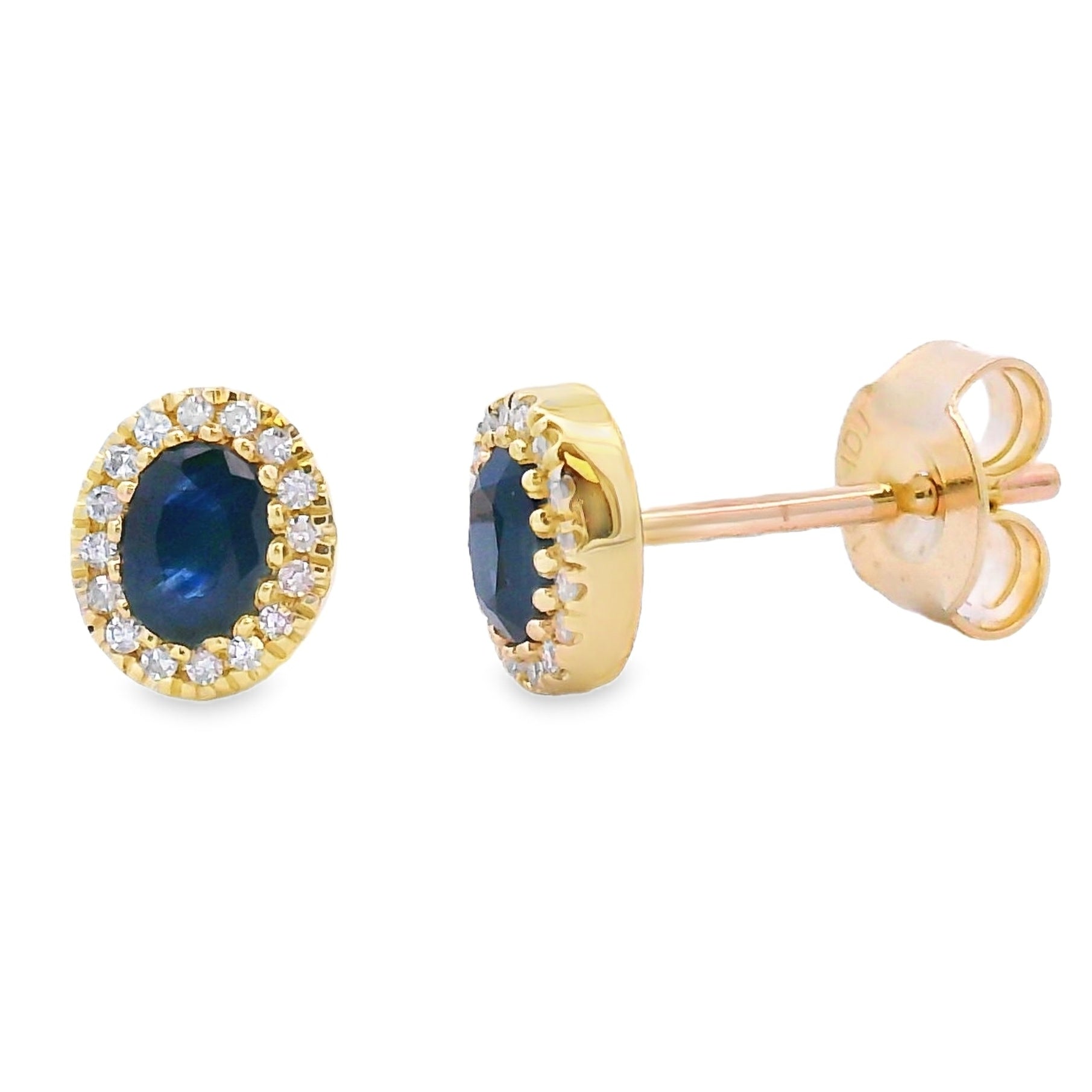 .54ct Sapphire Diamond Stud Earrings 10KT Yellow Gold Bids.com