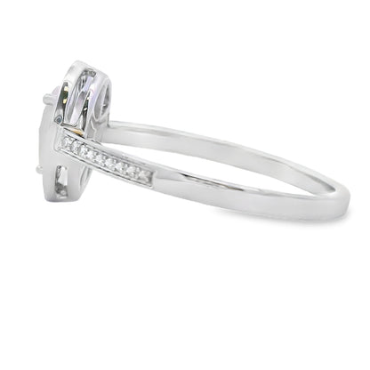 Genuine .44ct Rose Quartz Diamond Ring 10KT White Gold Bids.com