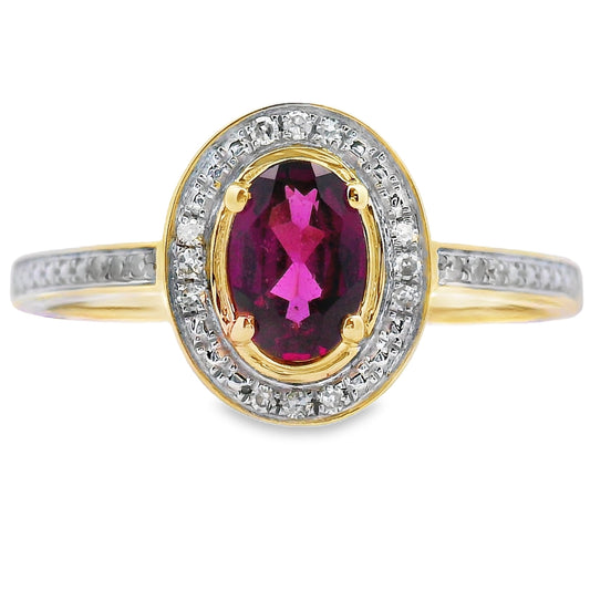 Natural .62ct Garnet Diamond Ring 10KT Yellow Gold Bids.com